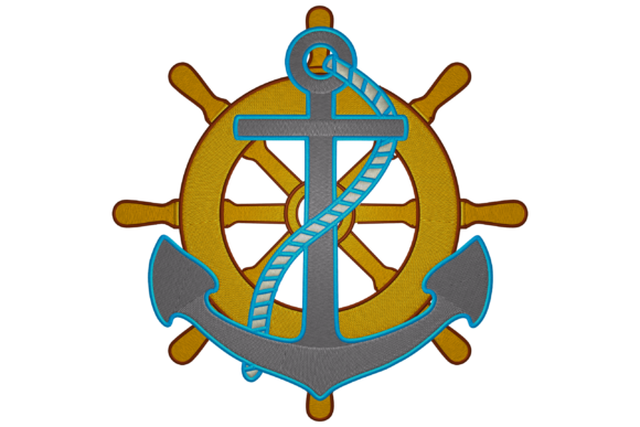 Anchor and Ship’s Wheel Embroidery Design