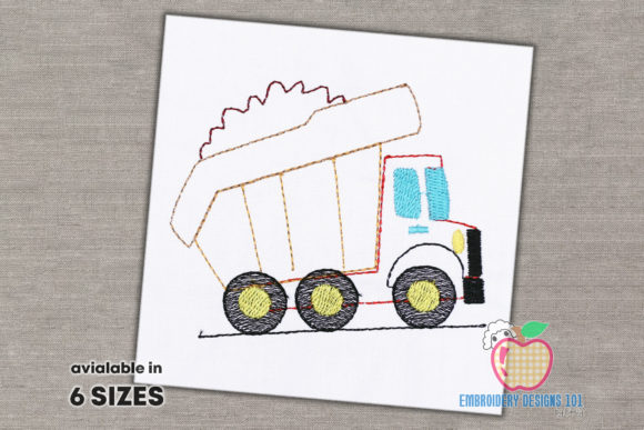Garbage Truck Sketch Embroidery