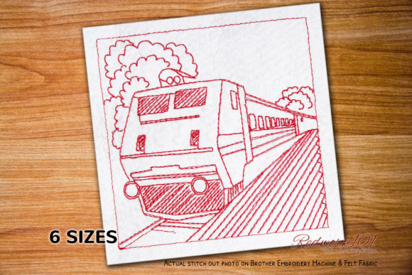 Indian Railways Redwork Embroidery Design