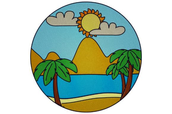 Palm Tree, Island Embroidery Design