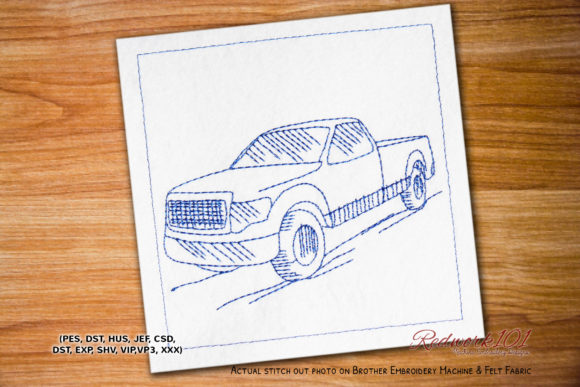 Truck Side View Redwork